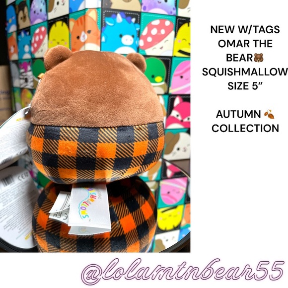 NW/TAGS OMAR THE BEAR 🐻 IN FLANNEL SHIRT SQUISHMALLOW-SZ 5”AUTUMN COLLECTION - Picture 3 of 9